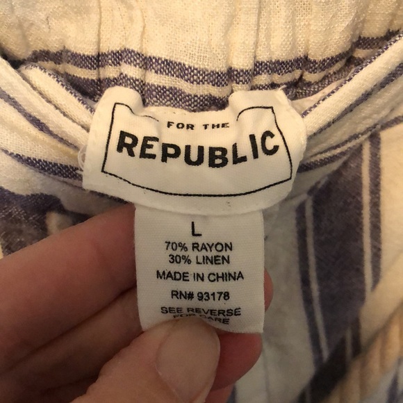 For the Republic blue/white striped wide leg pants. - Picture 6 of 10